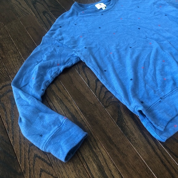 Sundry Women’s 1/Small Dusty Blue Starry Hearts Pima Cotton Pullover Sweatshirt - Picture 7 of 15